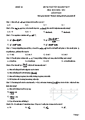 Đề thi thử Tốt nghiệp THPT môn Toán - Đề số 20 - Năm học 2020-2021 (Có đáp án)